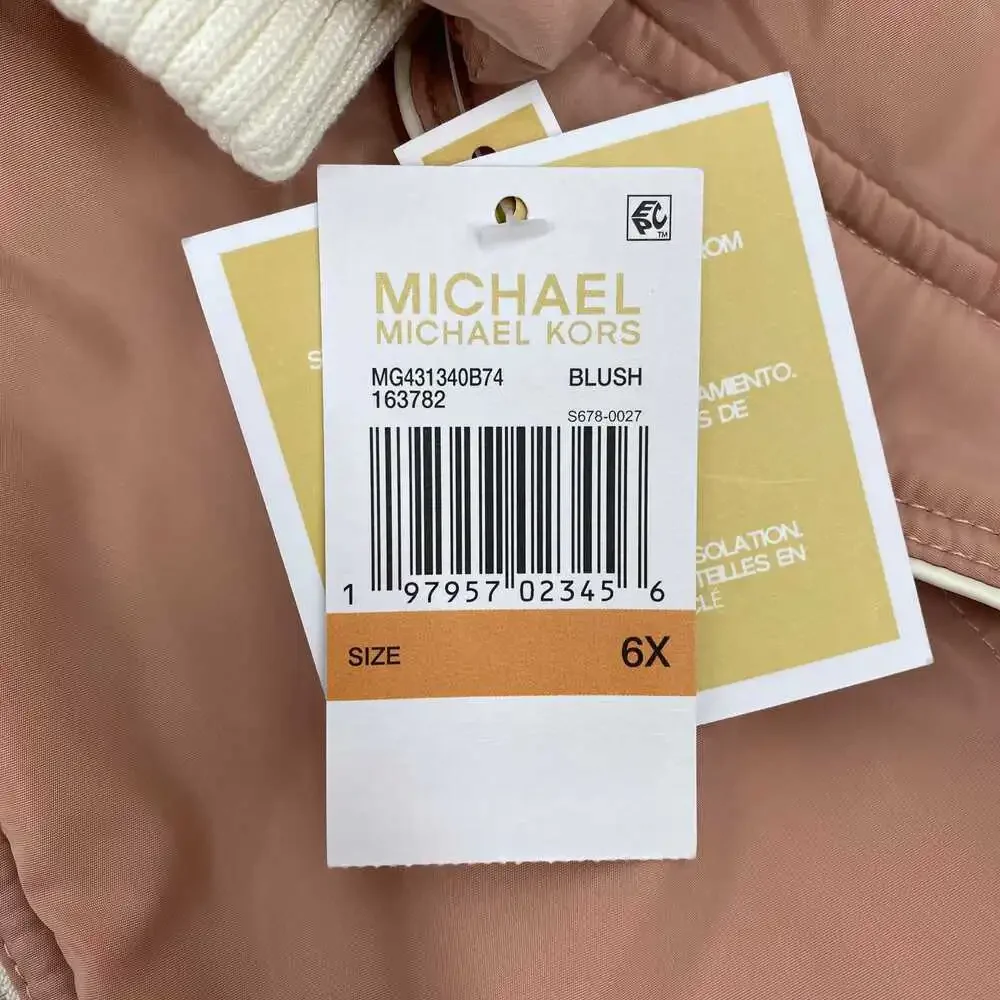 Michael Kors Pink Faux Fur Trim Hood Puffer Jacket | Girls 6X Regular